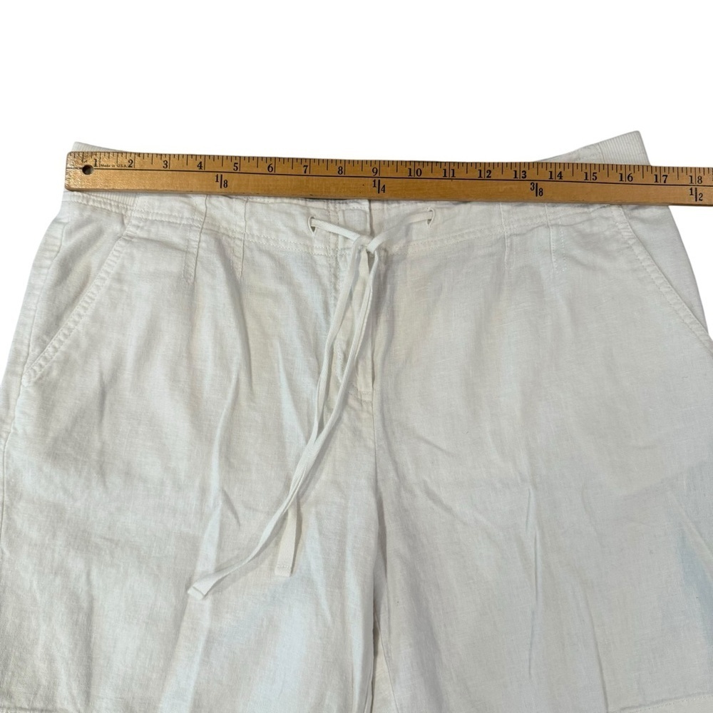 J Jill White Linen Blend Shorts Casual Style Size 10 - Picture 6 of 9